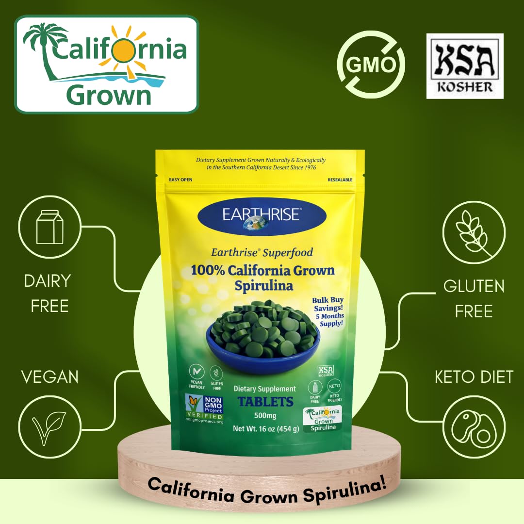 Earthrise Superfood California Spirulina 500mg 1800 Tablets