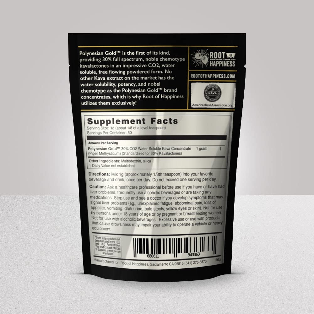 Root of Happiness Polynesian Gold Water Soluble CO2 Kava Extract Capsules, 1 Capsule