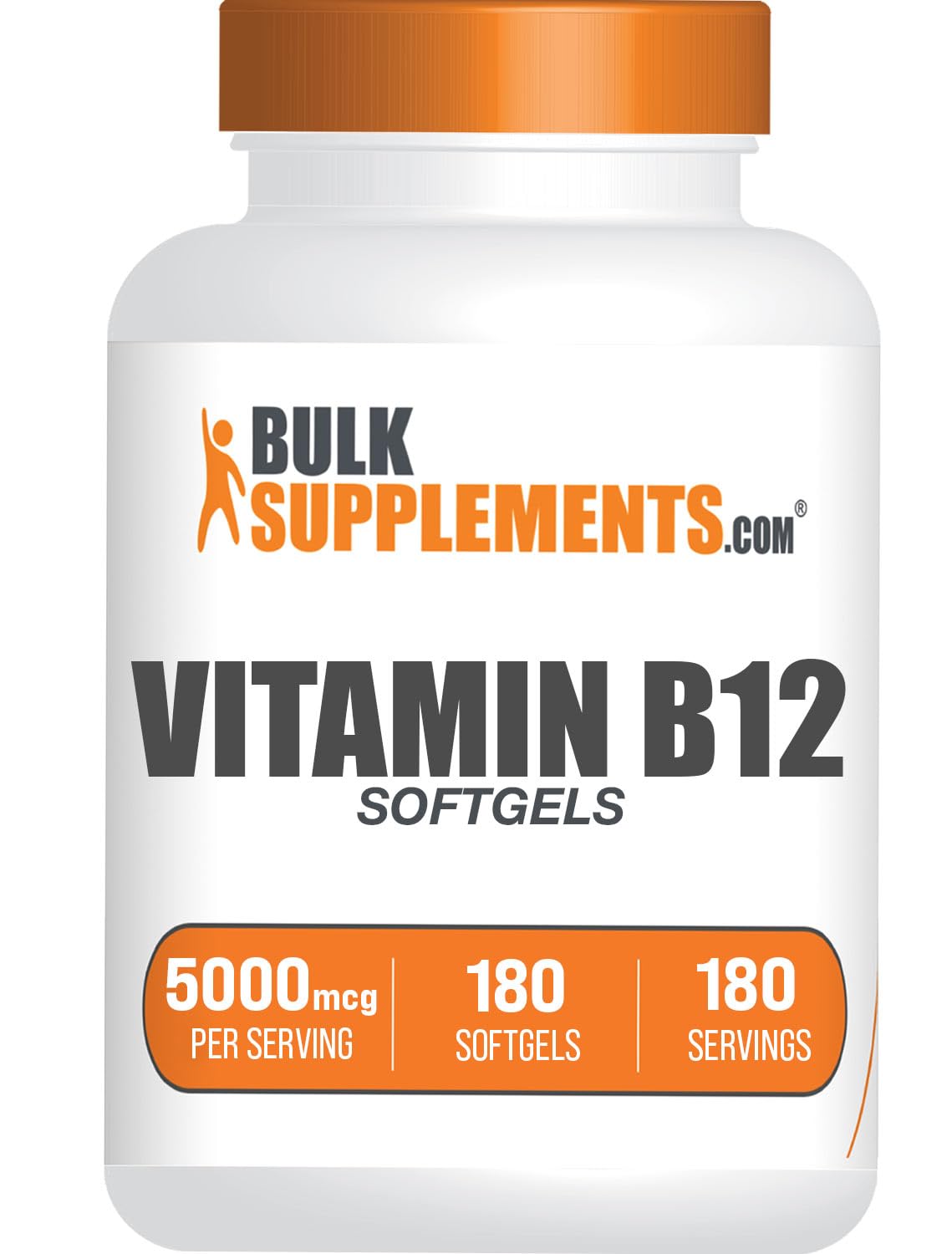 BulkSupplements Vitamin B12 5000 mcg Softgel, Cyanocobalamin, 180 Softgels