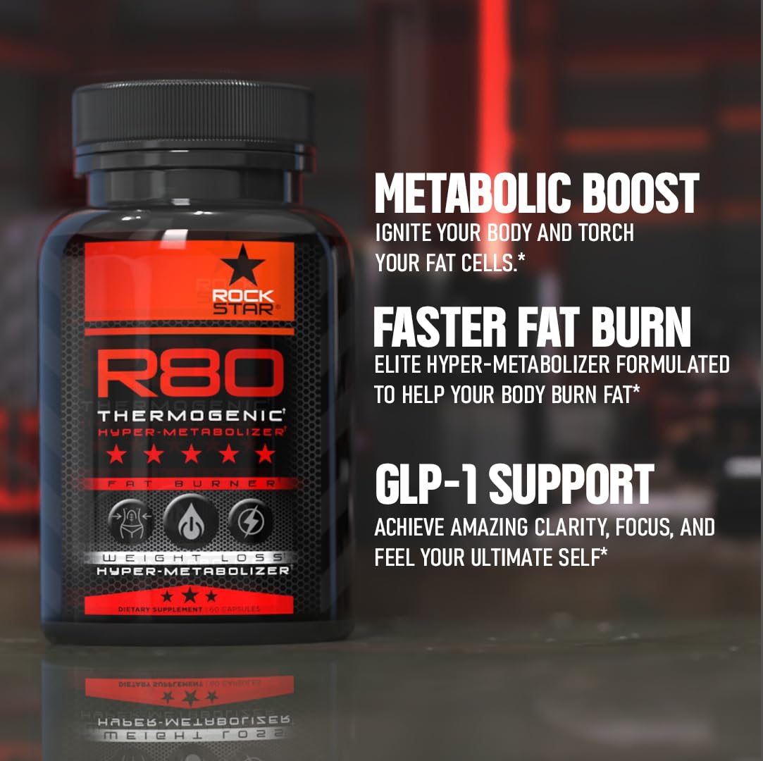Rockstar R80 Extreme Thermogenic Hyper-Metabolizer Fat Burner Capsule, 60 Count