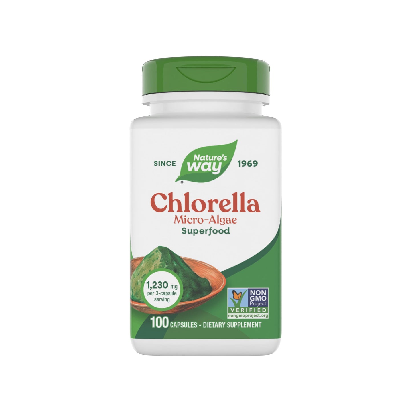 Nature's Way Chlorella Micro-Algae Superfood Capsules, 100 Count