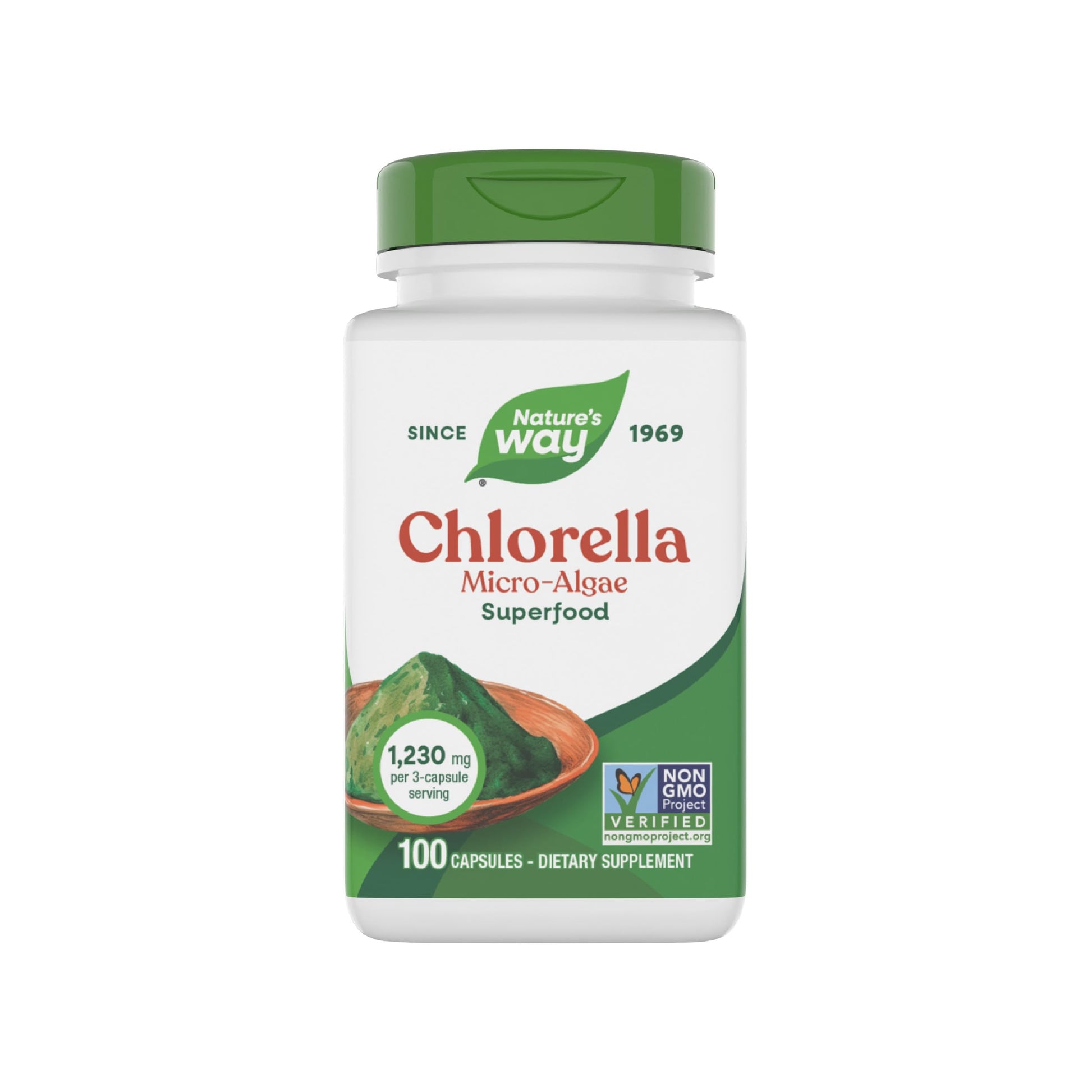 Nature's Way Chlorella Micro-Algae Superfood Capsules, 100 Count