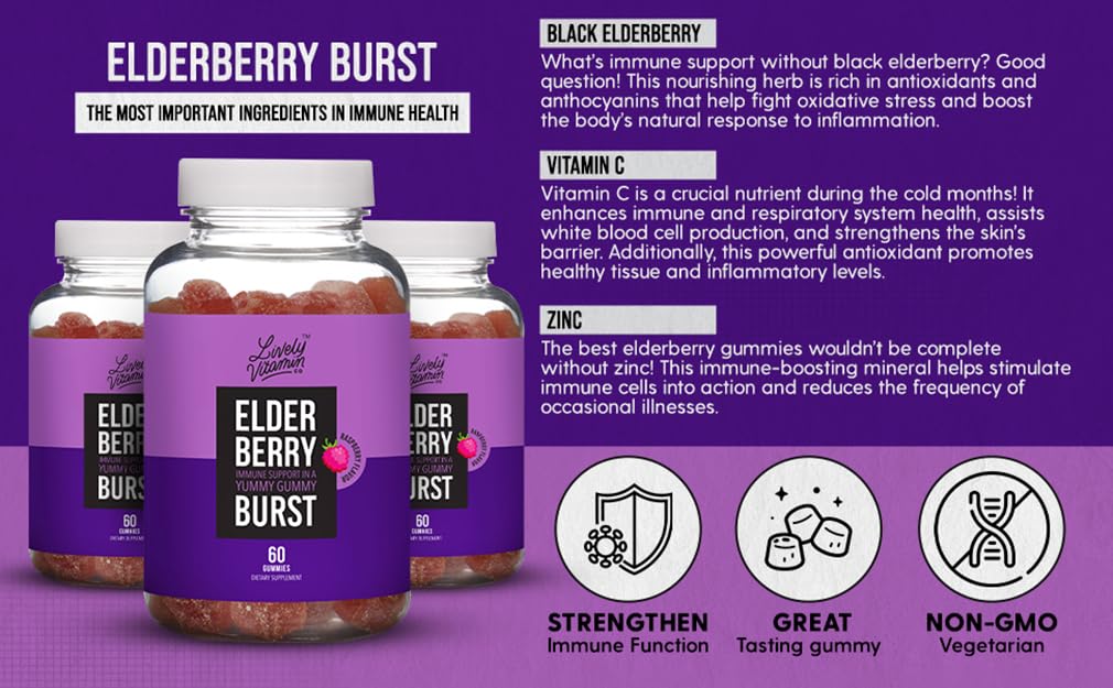 LIVELY VITAMIN CO Elderberry Burst Gummies 60 Gummies