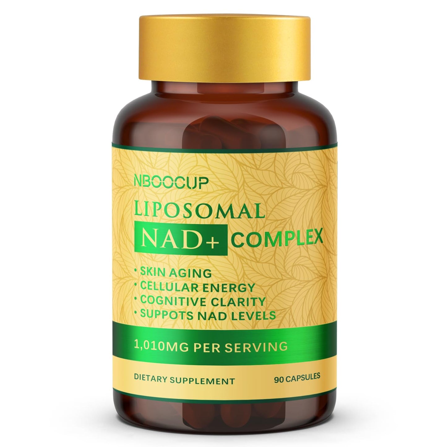 NBOOCUP NAD Supplement 1010mg Nicotinamide Riboside Chloride Complex Liposomal NR with Resveratrol, Capsules, 90 Count