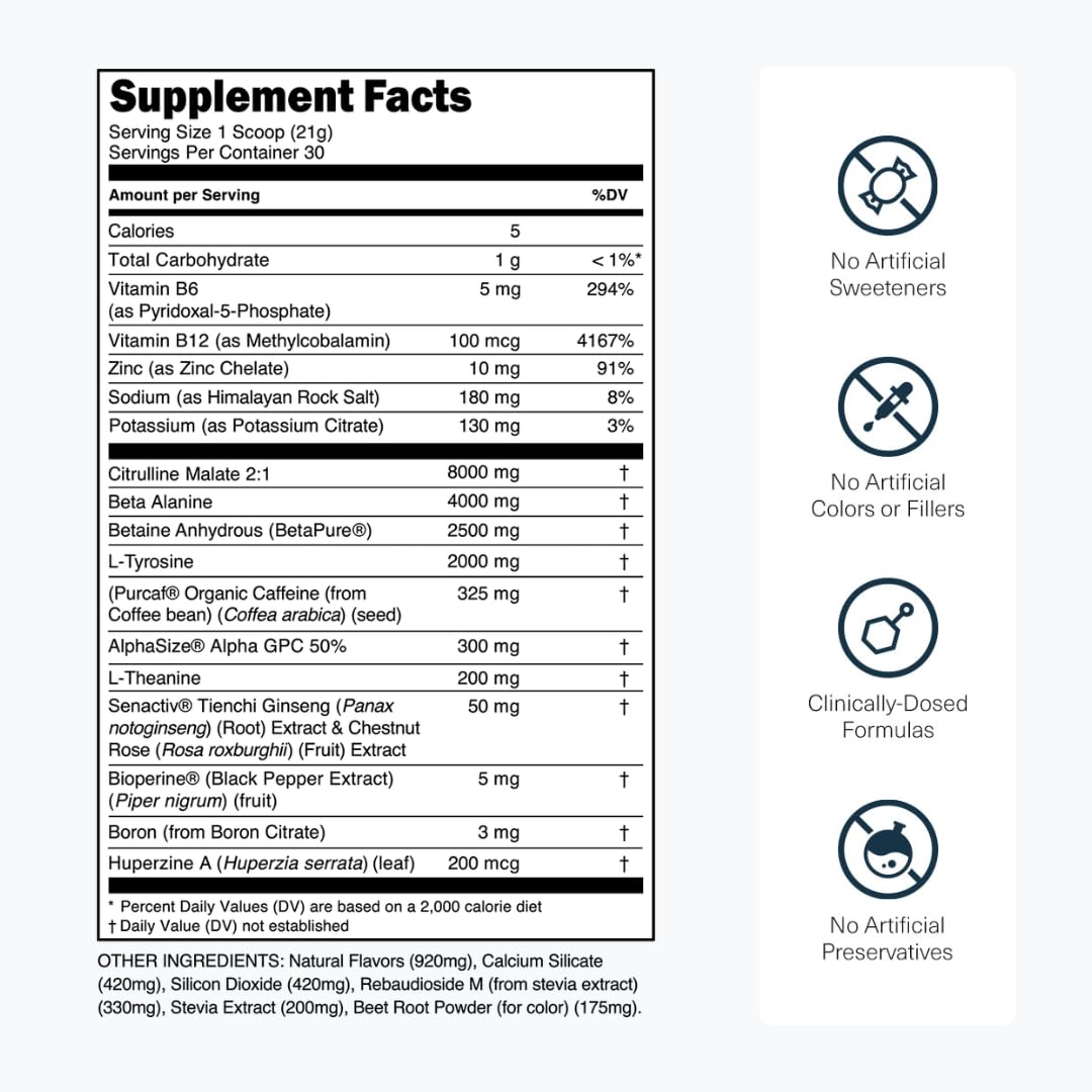 Transparent Labs Bulk Black Pre Workout Powder 30 Servings