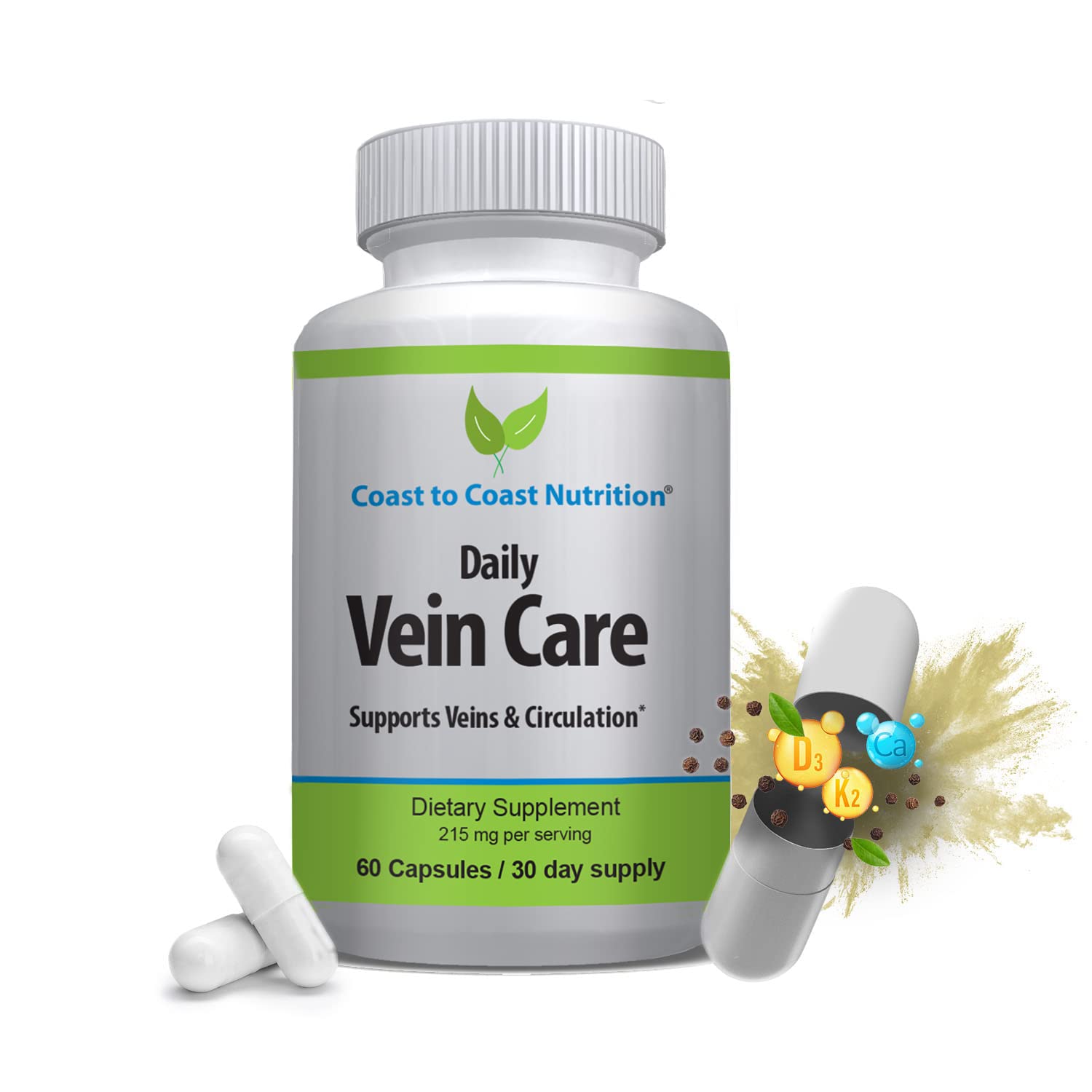 Coast to Coast Nutrition Daily Vein Care Supplement Capsules, 60 Count