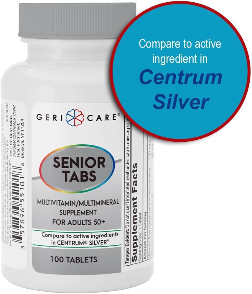 GeriCare Senior Tab 50+ Multivitamin and Minerals Tablets, 100 Count