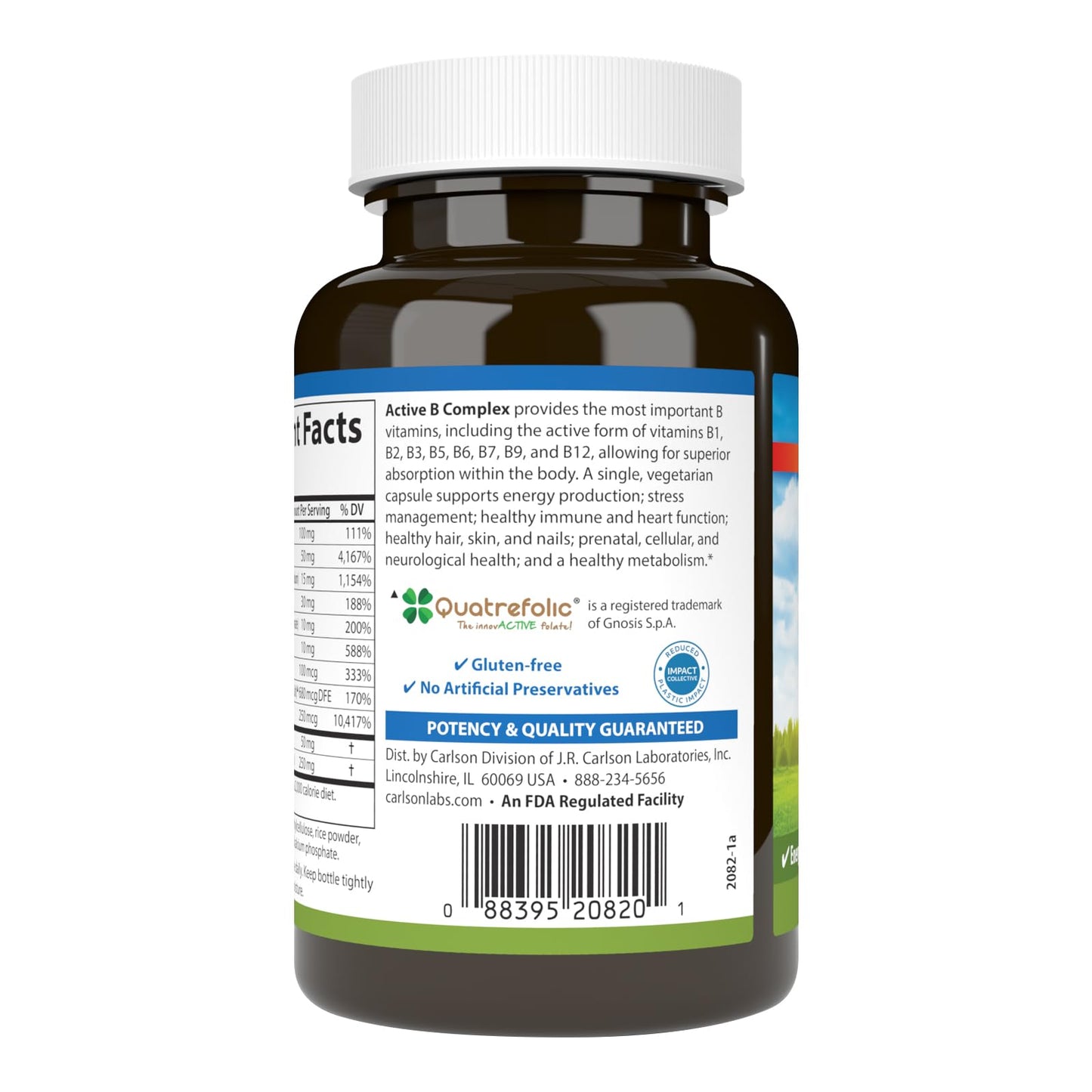 Carlson Active B Complex, Energy Production, Immune Function & Stress Management Softgels, 60