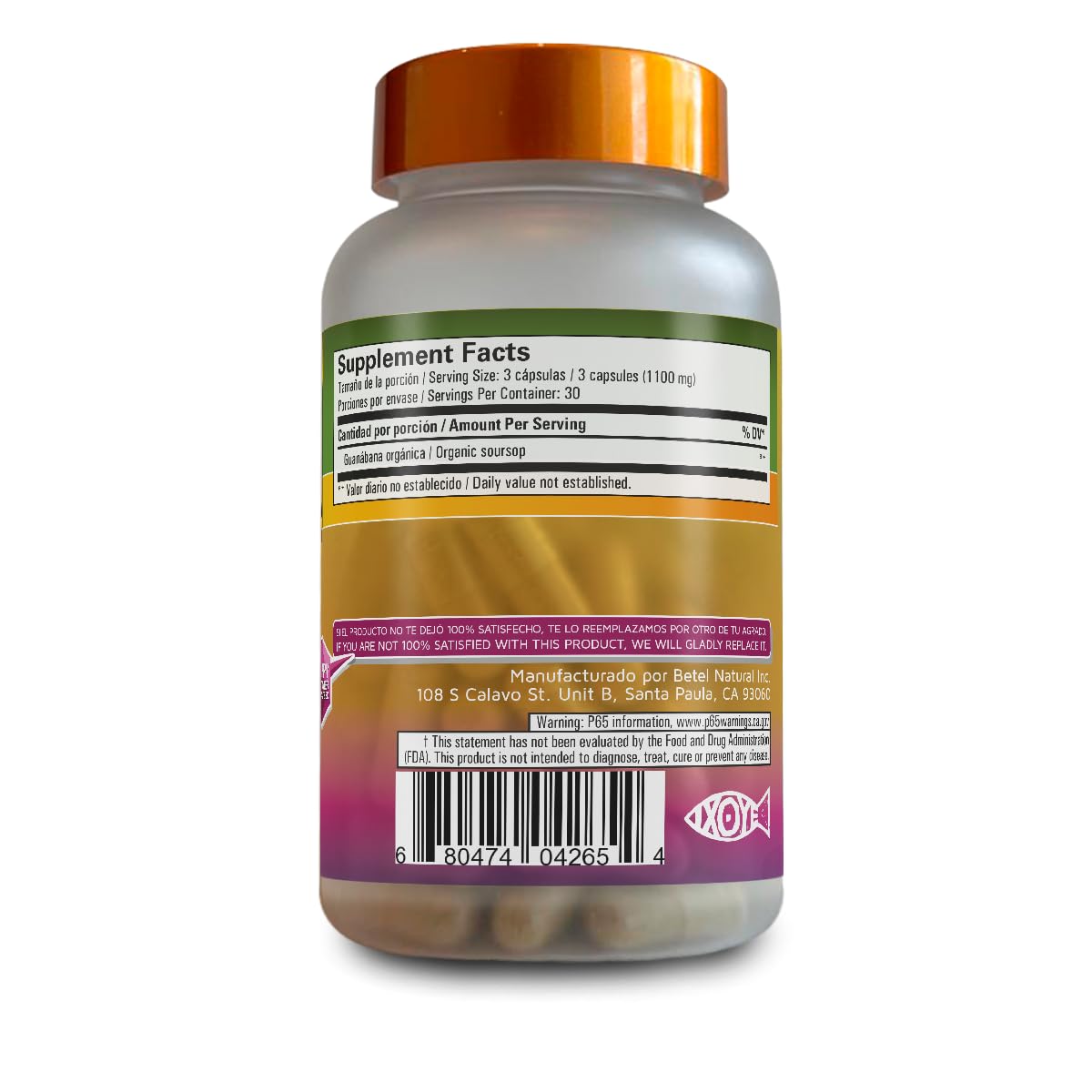 Betel Natural Guanabana Graviola Capsules, 90 Capsules