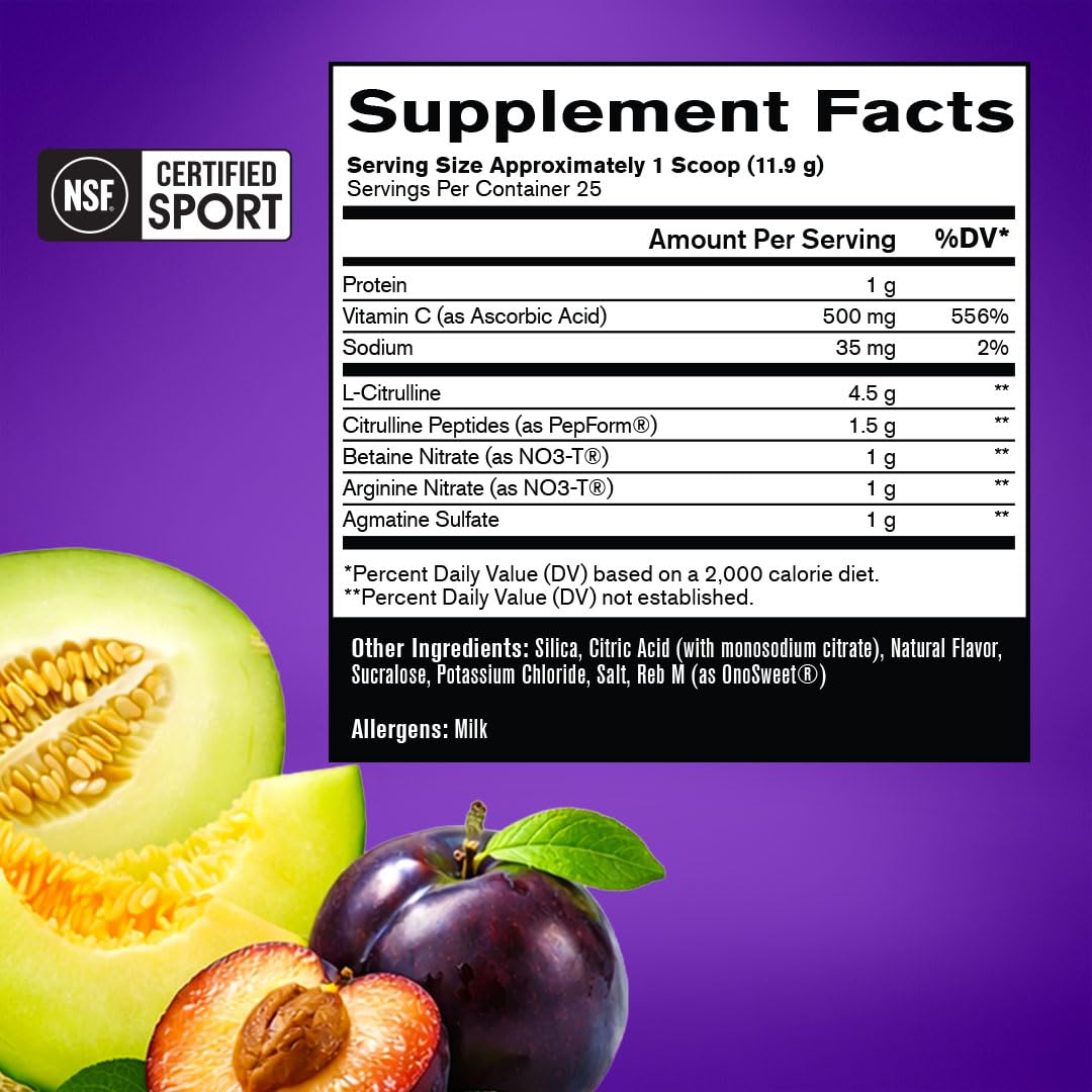 BARE PERFORMANCE NUTRITION BPN Pump Pre-Workout Muscle Pump Enhancer with L-Citrulline Midnight Melon Powder 10.5 oz