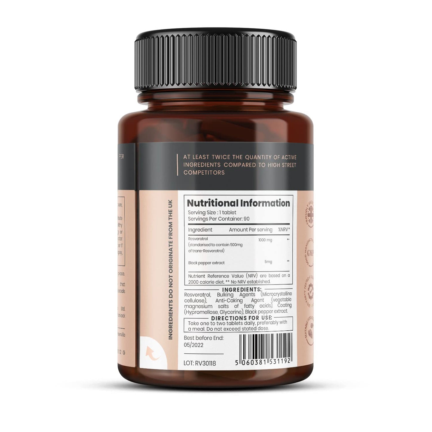 pureclinica Resveratrol 1000mg Tablets 180
