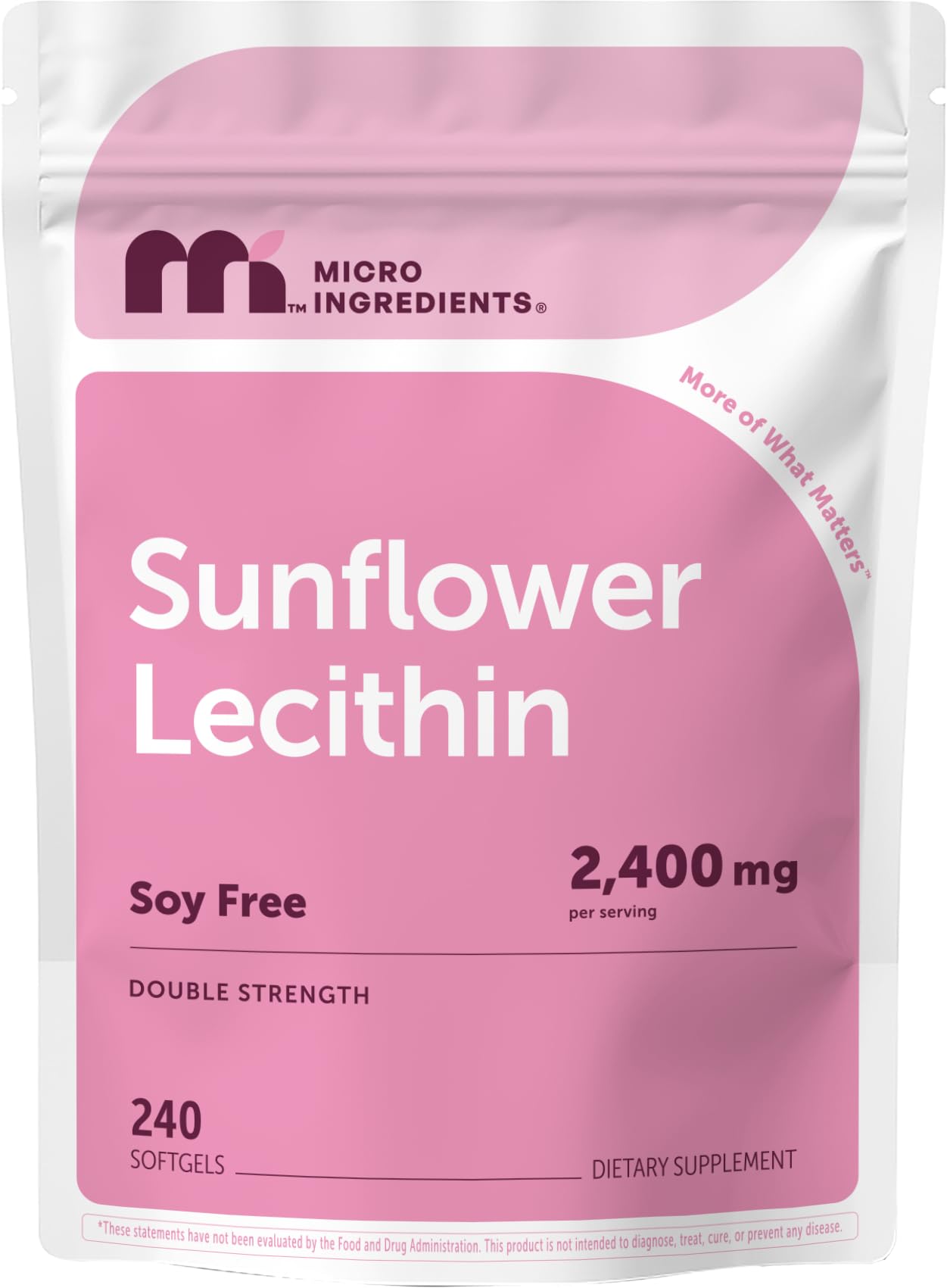 Micro Ingredients Sunflower Lecithin 2,400mg Softgels, 240 Count