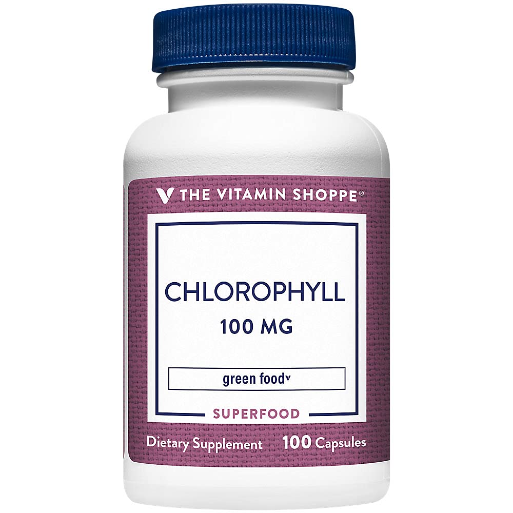The Vitamin Shoppe Chlorophyll 100mg Natural Food Supplement, Green Capsules, 100 Count