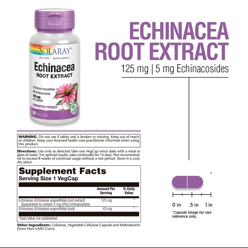 Solaray Echinacea Angustifolia Root Extract 125 mg Capsule, 60 VegCaps