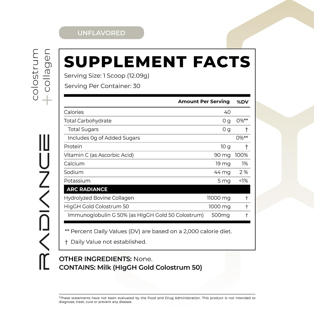 Active Research Collective ARC Radiance Collagen & Colostrum Powder, 1 Ounce