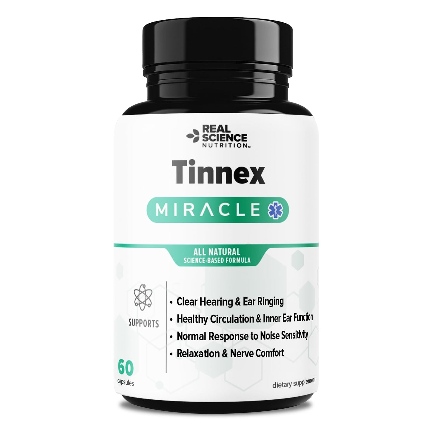 Real Science Nutrition Tinnex Miracle Tinnitus Relief Supplement Capsules 60 Count