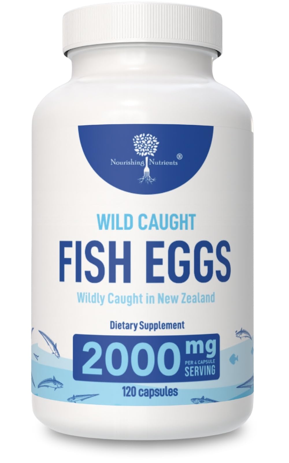 Nourishing Nutrients Wild Caught Fish Eggs 2,000mg Omega 3-6-9 EPA & DHA Support Capsules, 120 Capsules
