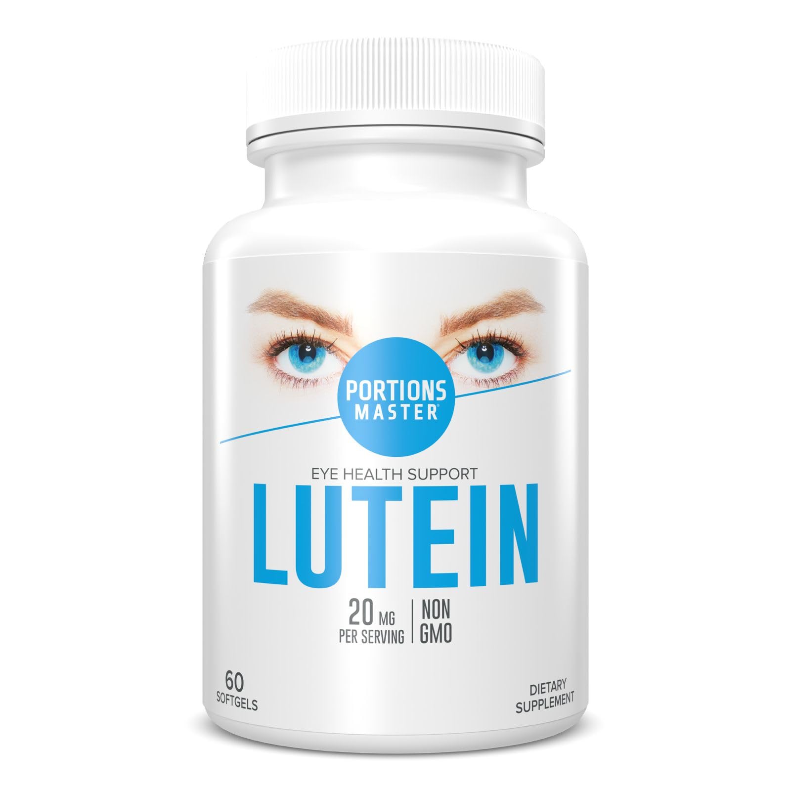 Portions Master Lutein 20mg + Zeaxanthin, Eye & Vision Softgels 60 Count