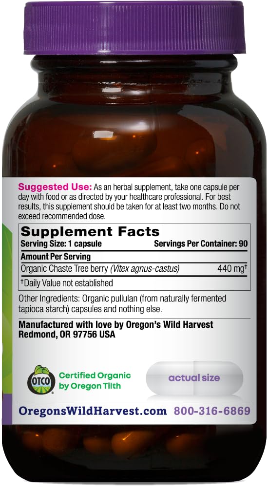Oregon's Wild Harvest Chaste Tree Capsules 90 Count