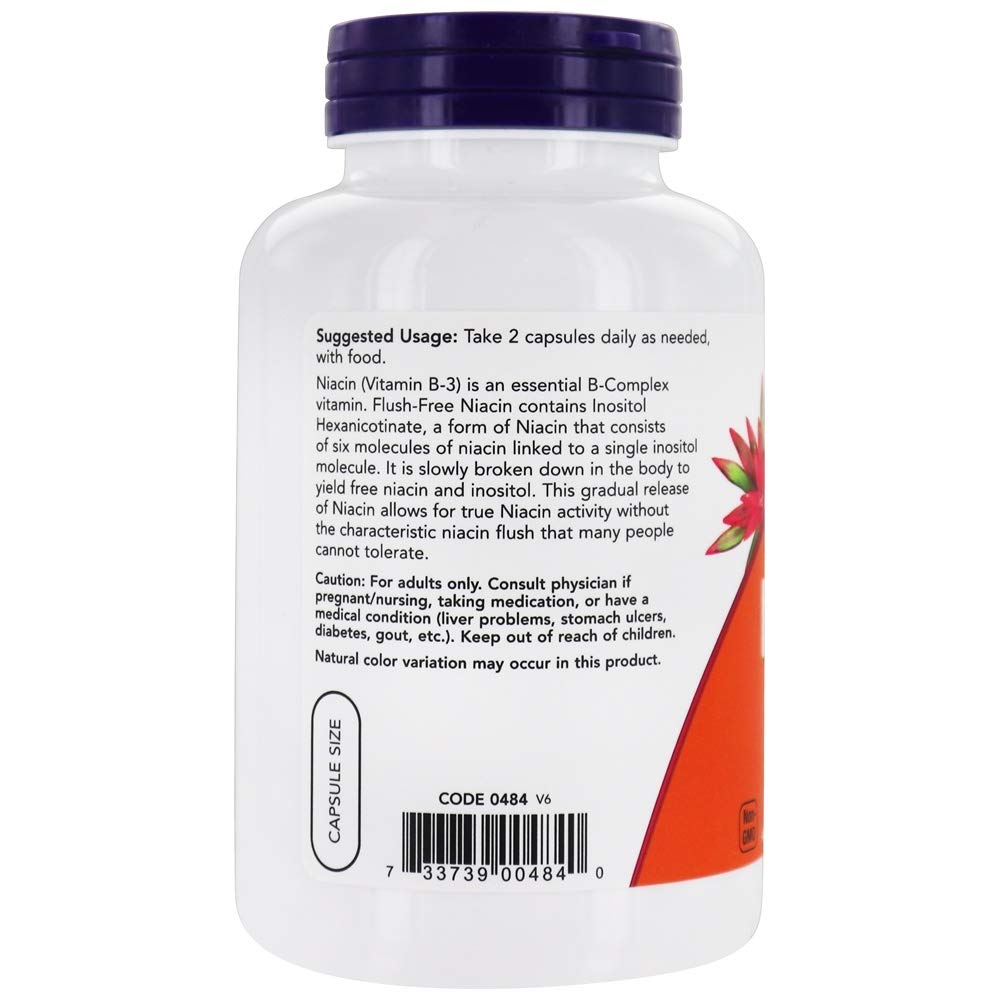 NOW Foods Flush Free Niacin 250mg Capsules, 360 Capsules
