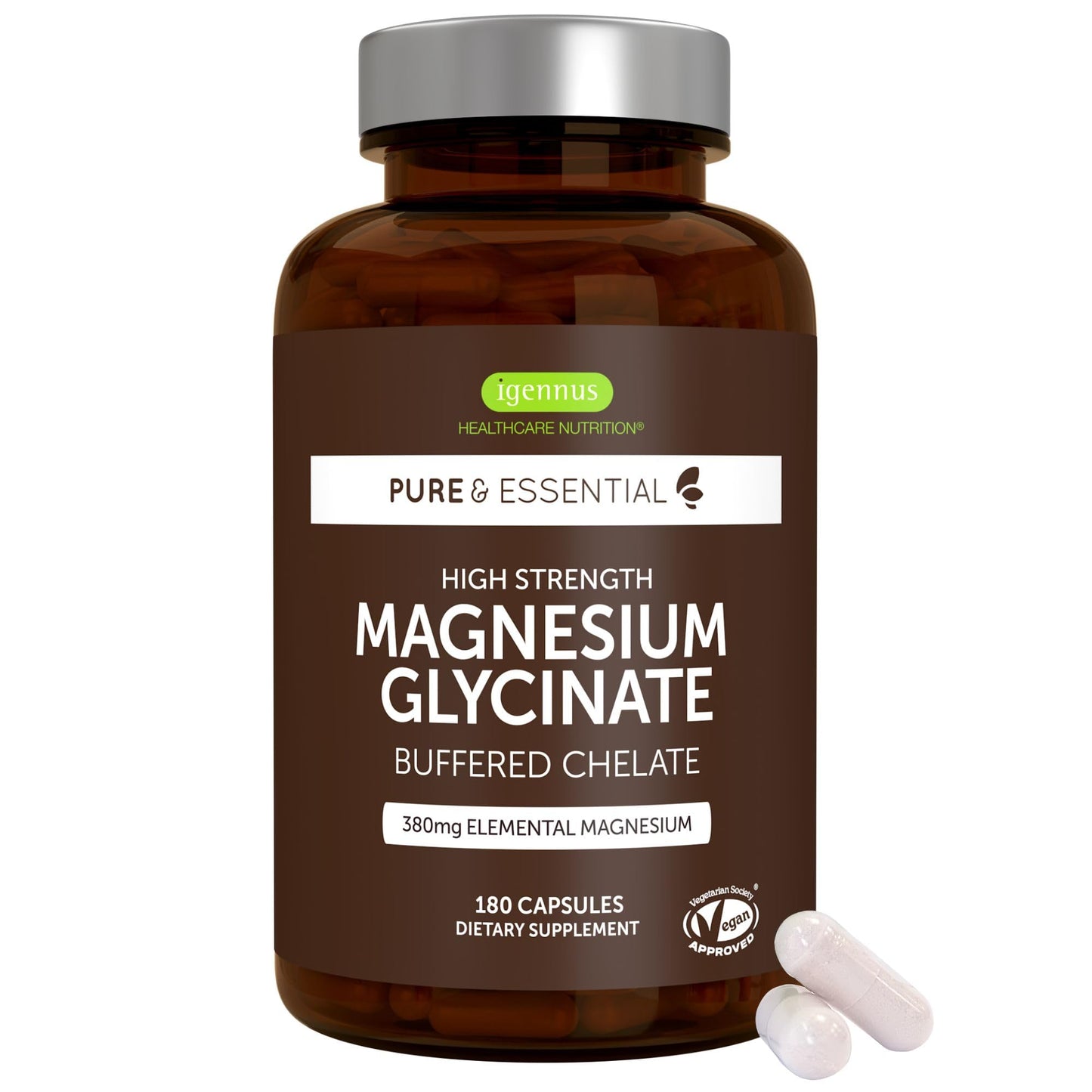 Igennus Healthcare Nutrition Chelated Magnesium Glycinate, 180 Capsules