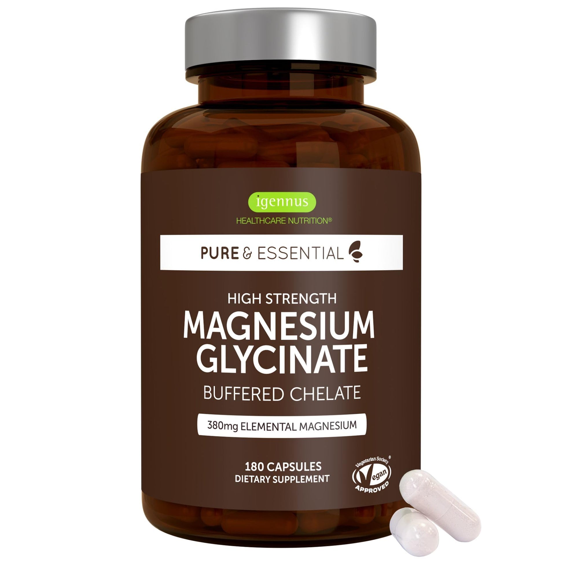 Igennus Healthcare Nutrition Chelated Magnesium Glycinate, 180 Capsules