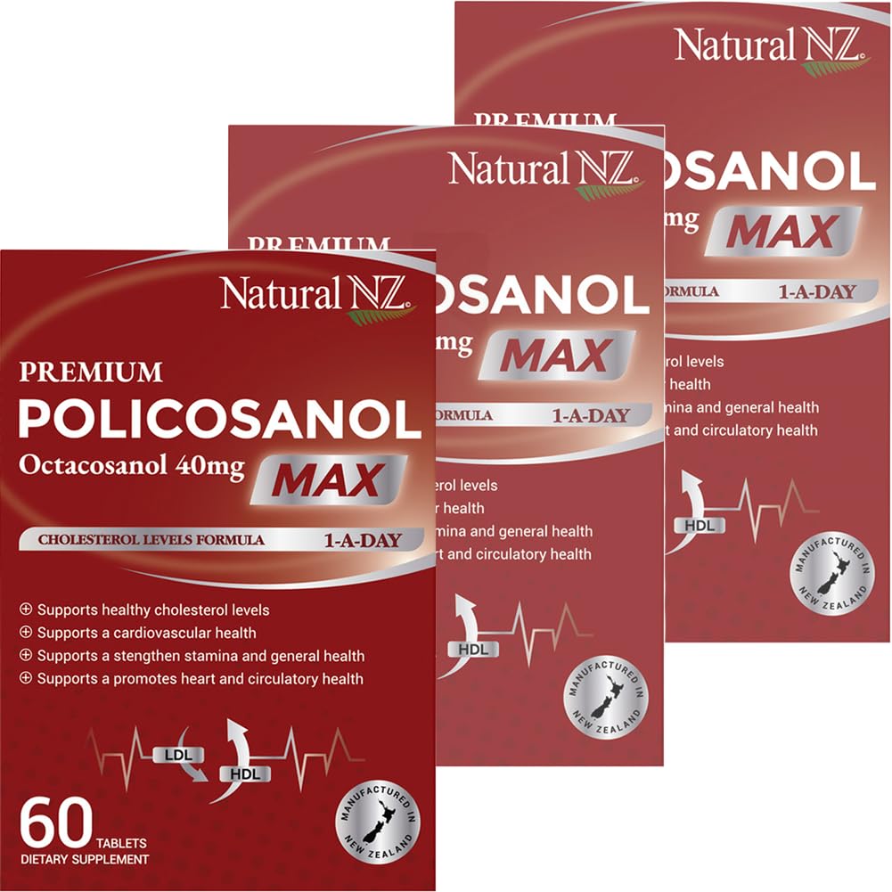 Natural NZ Policosanol Max 66.8mg (Otacosanol 40mg) 1-A-Day Tablets, 60 Count