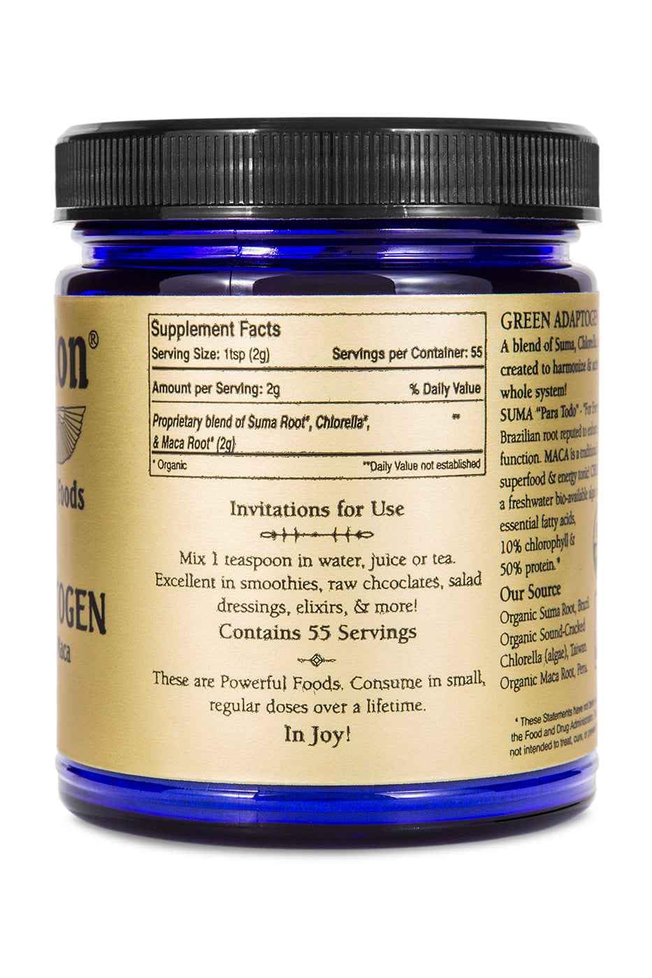 Sun Potion Green Adaptogen Superfood Powder (Organic Maca, Suma Root & Chlorella Blend) 3.89 Ounce