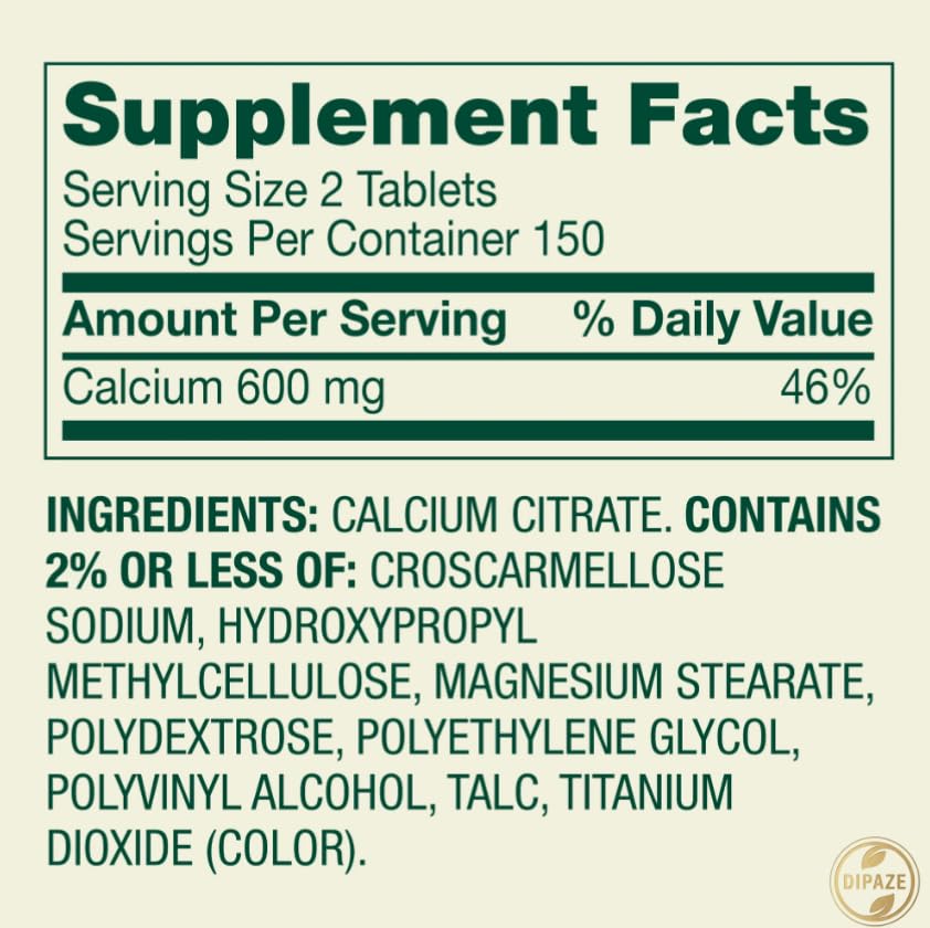 Generic Calcium Citrate Dietary Supplement 300 Tablets