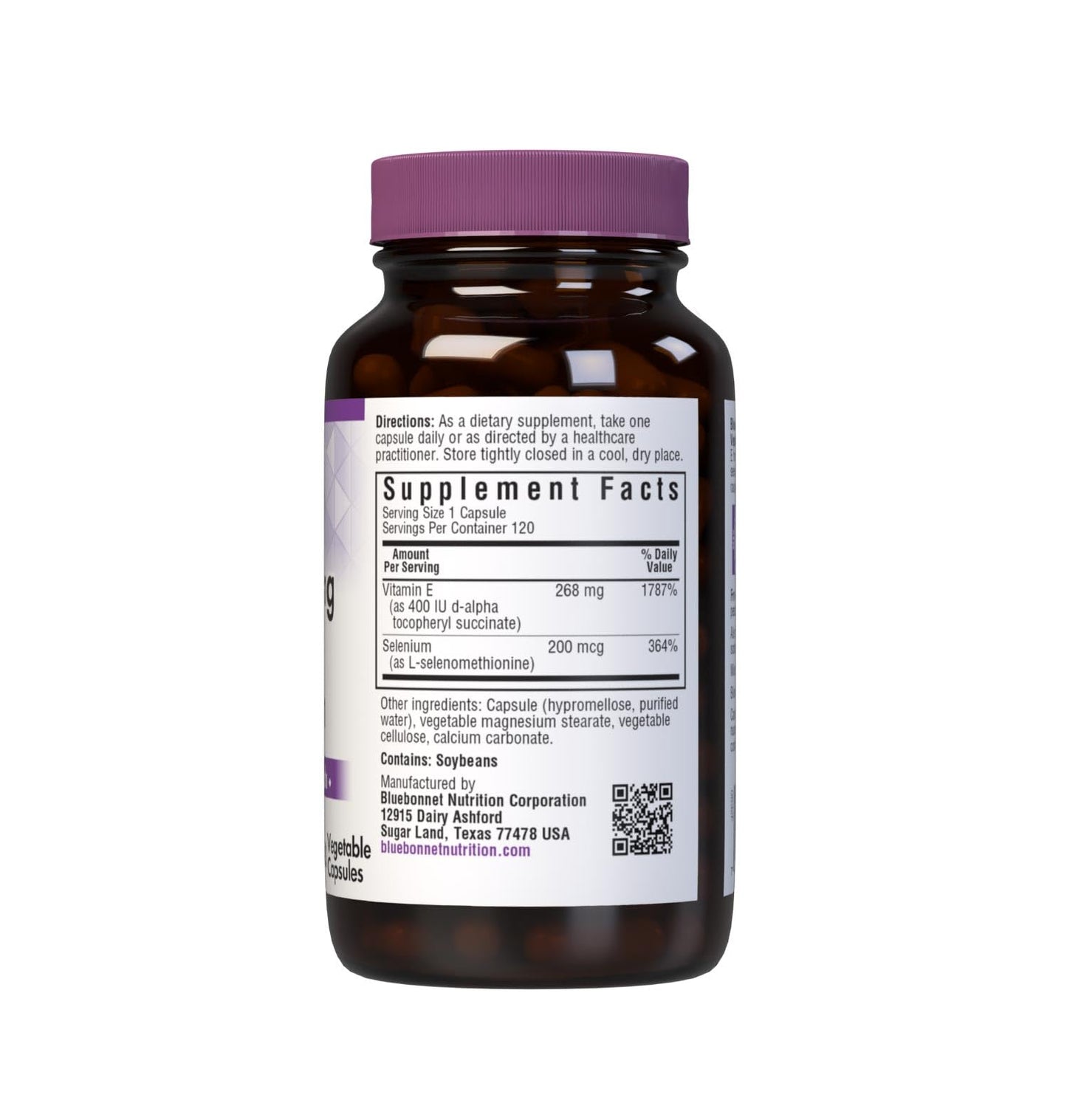 BlueBonnet Dry E-400 IU Plus Selenium Vegetarian Capsules, 120 Capsules