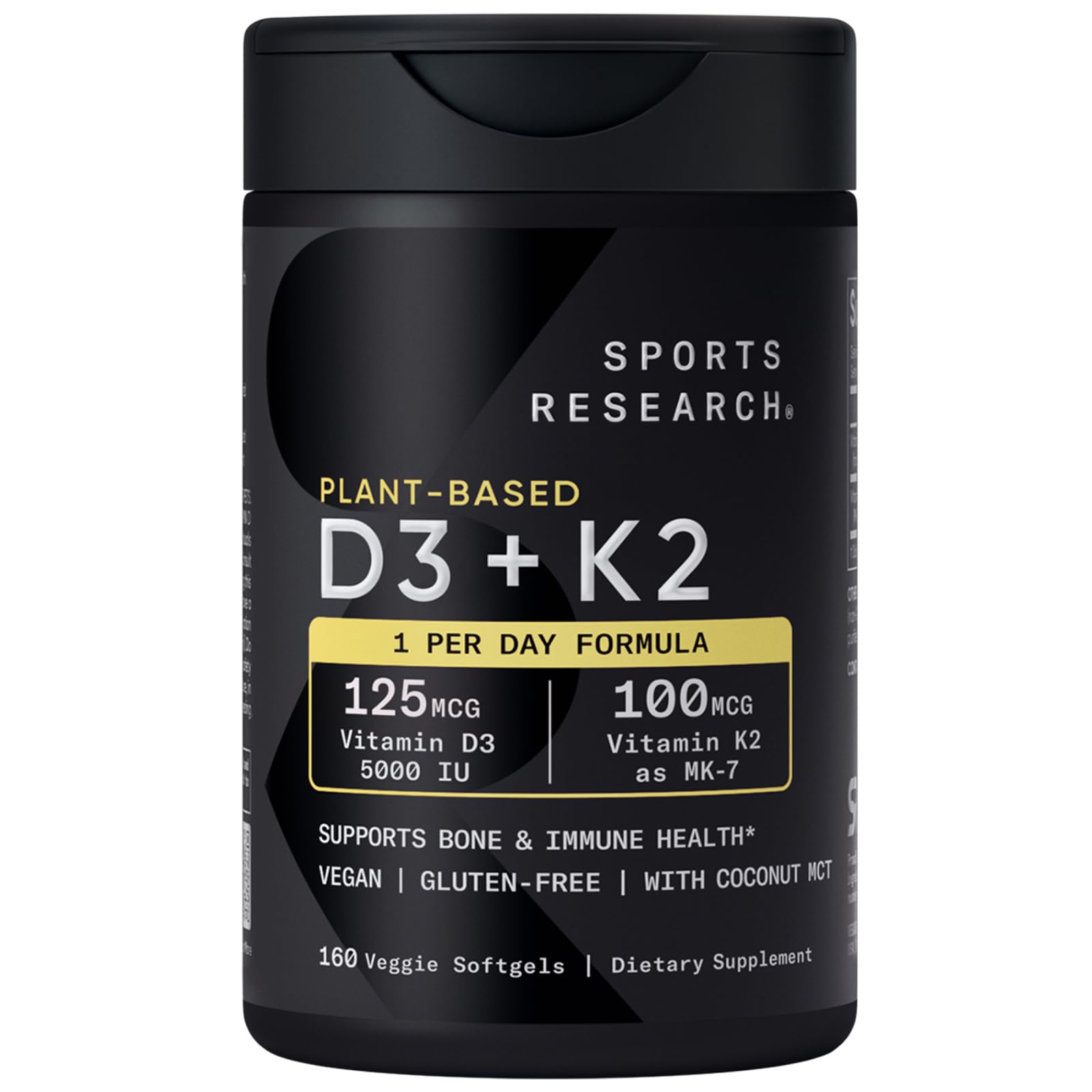 Unigirl Vitamin D3 K2 with 5000iu Plant-Based D3 & 100mcg Vitamin K2 as MK-7 Softgels, 160 Count