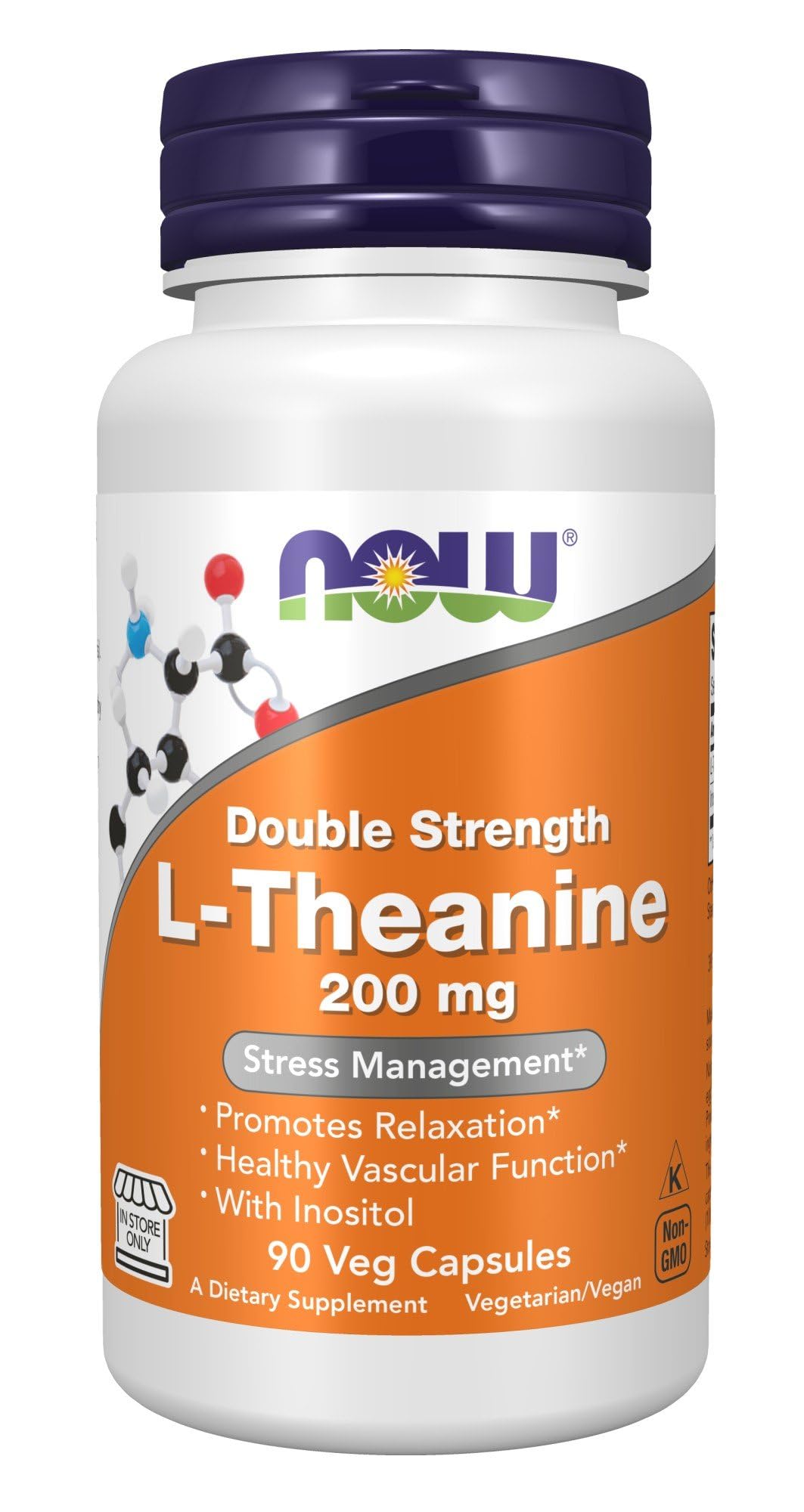 NOW Foods Theanine 200mg Vegetarian Capsules 90