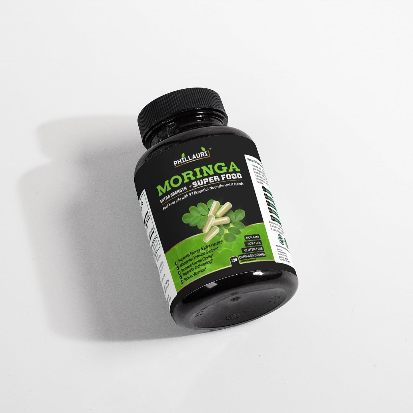 Phillauri Organic Moringa Powder Capsules, 360 Capsules