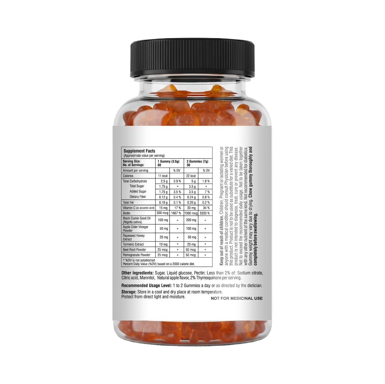 Mishas Black Seed Oil and Honey Gummies, 2% Thymoquinone, Immune Support, Joint Health, 60 Gummies