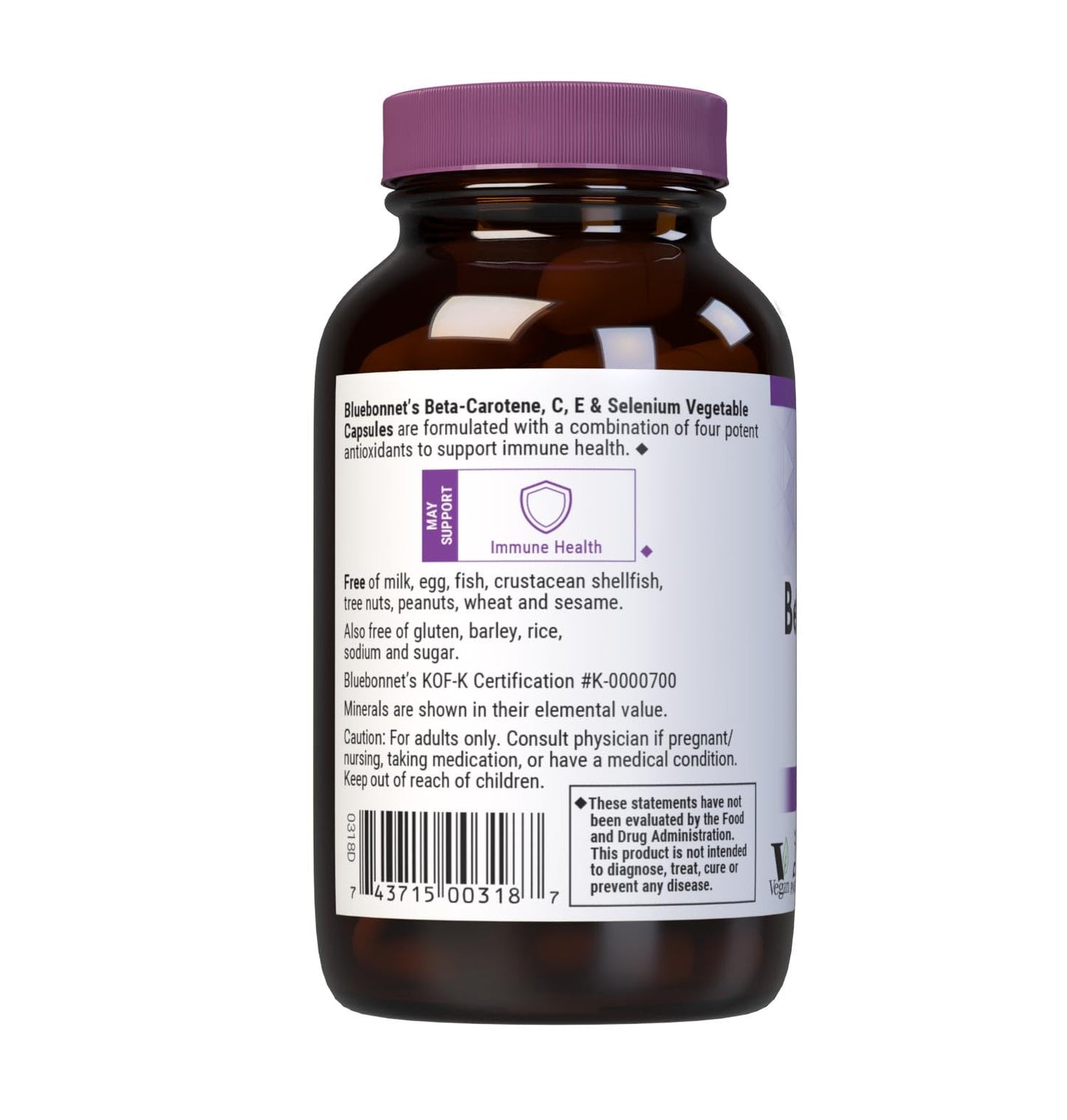 BlueBonnet Beta Carotene C and E Plus Selenium Vegetarian Capsules, 60 Count