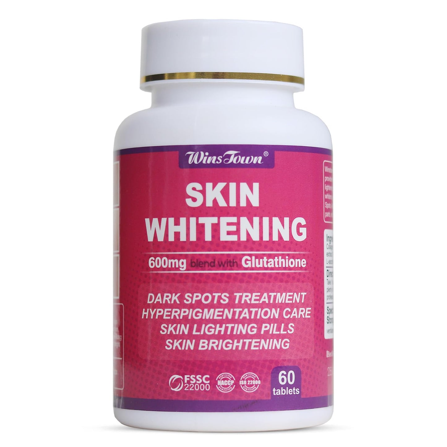 AIHIYO Skin Whitening Pill 600mg Glutathione Supplement for Dark Spots, Melasma & Acne Scar Remover, 60 Tablets