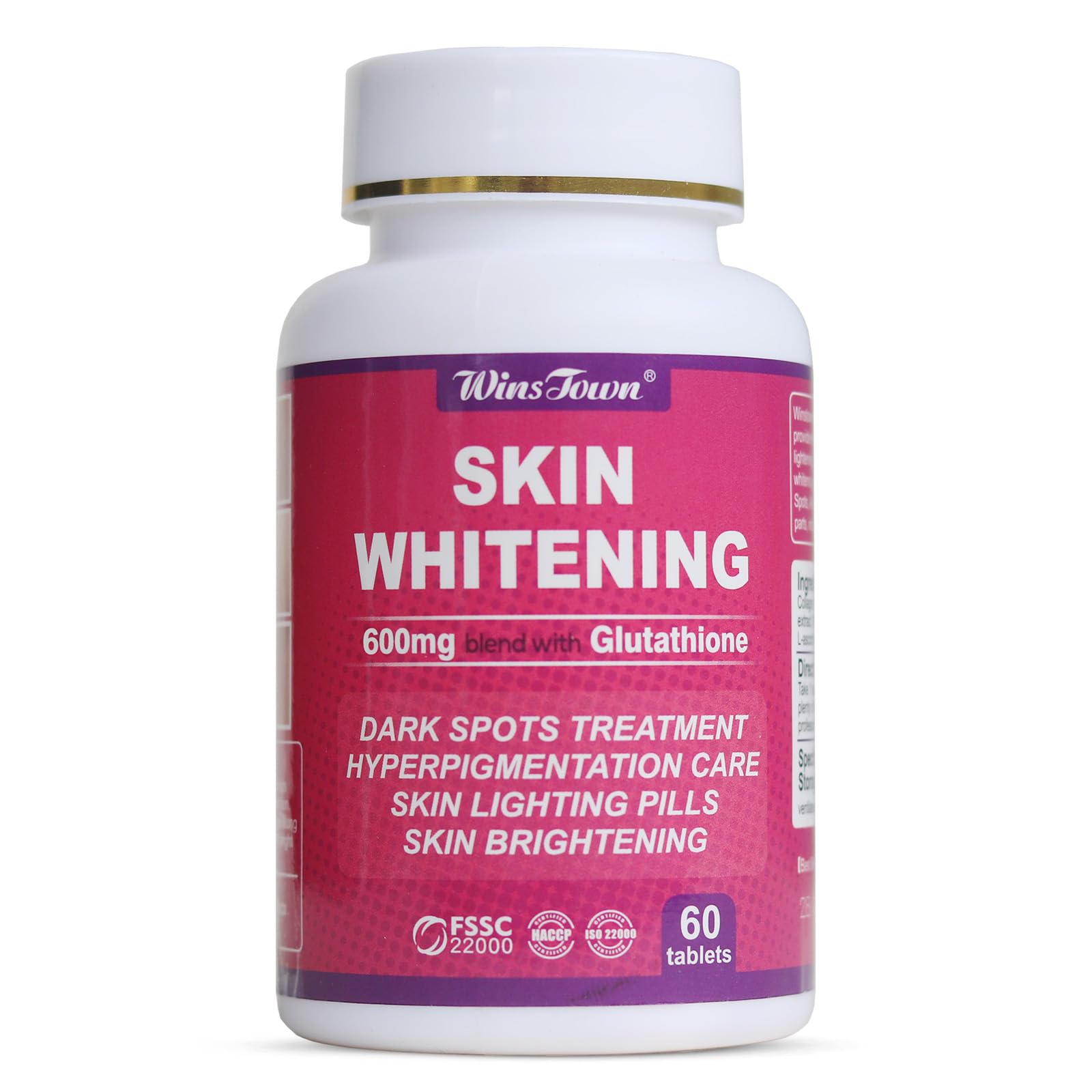 AIHIYO Skin Whitening Pill 600mg Glutathione Supplement for Dark Spots, Melasma & Acne Scar Remover, 60 Tablets