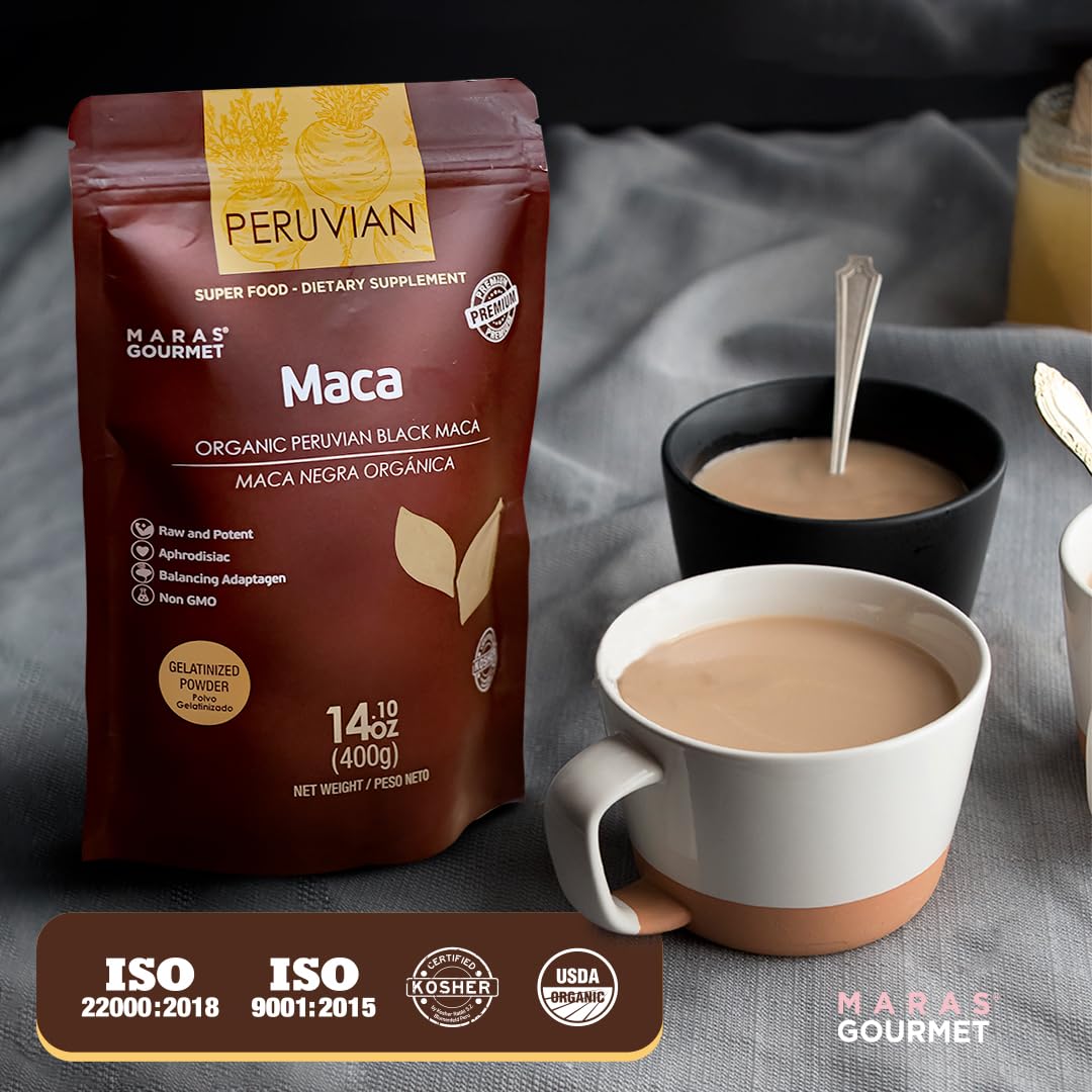 MARAS GOURMET Organic Peruvian Black Maca Gelatinized Root Powder, 7 oz