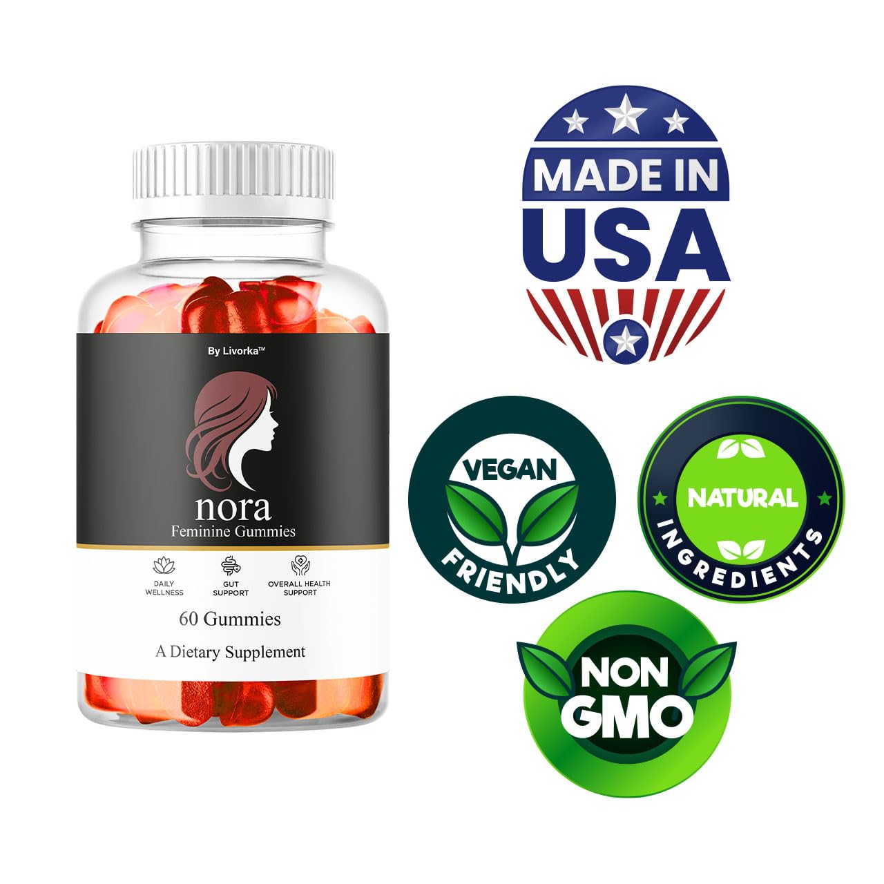 LIVORKA Nora Balance Gummies 60 Count