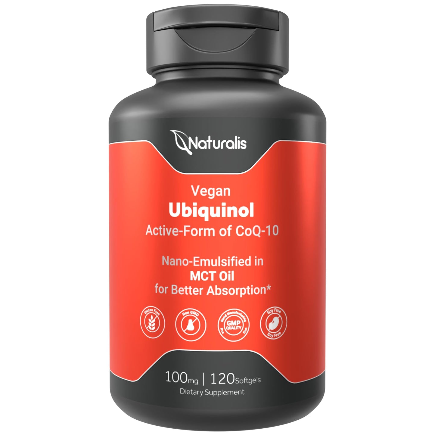 Naturalis Ubiquinol 100mg CoQ-10 Emulsified in MCT Oil Softgels, 120 Count