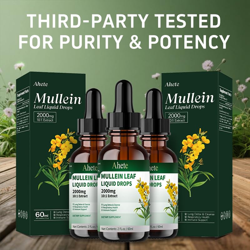 Ahete Natural Mullein Drops - Herbal Throat Relief & Respiratory Support Gummy 60