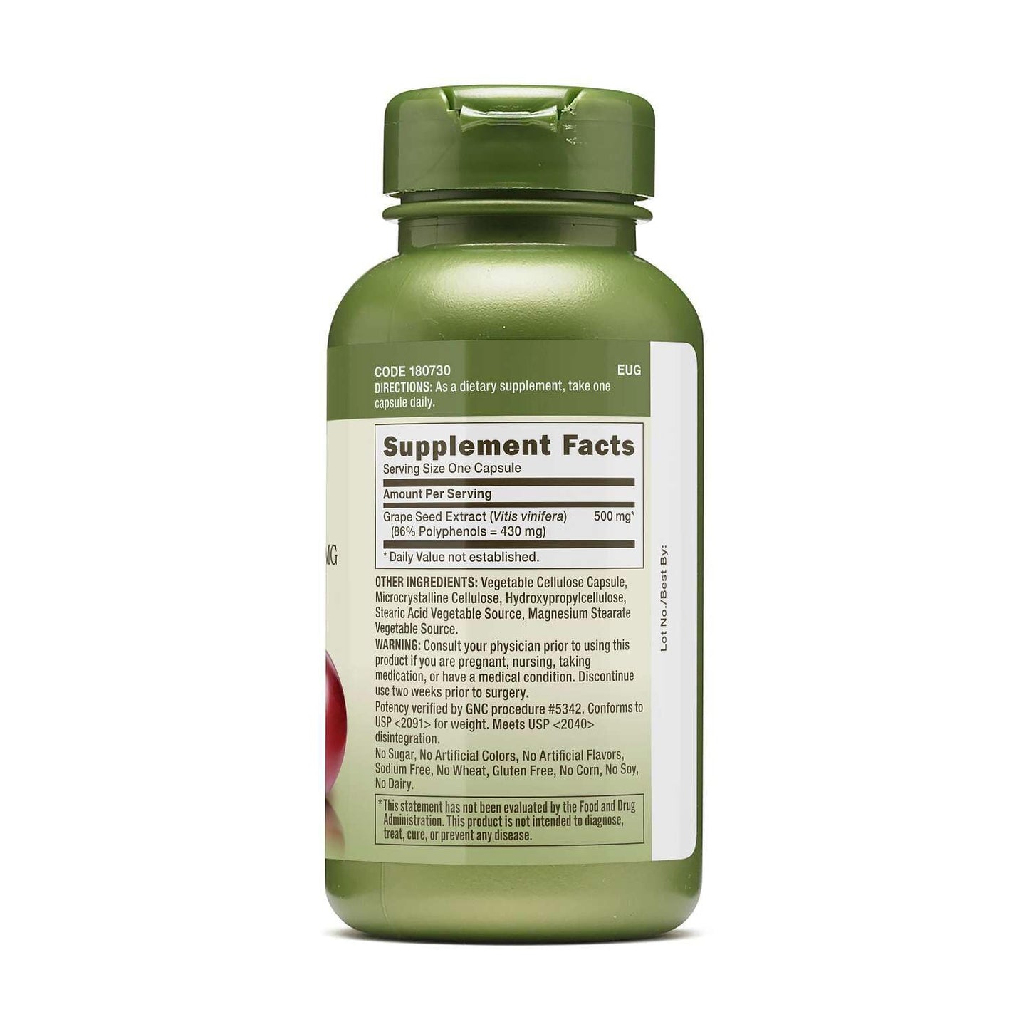 GNC Herbal Plus Grape Seed Extract 500mg Supplement Capsule 60 Count