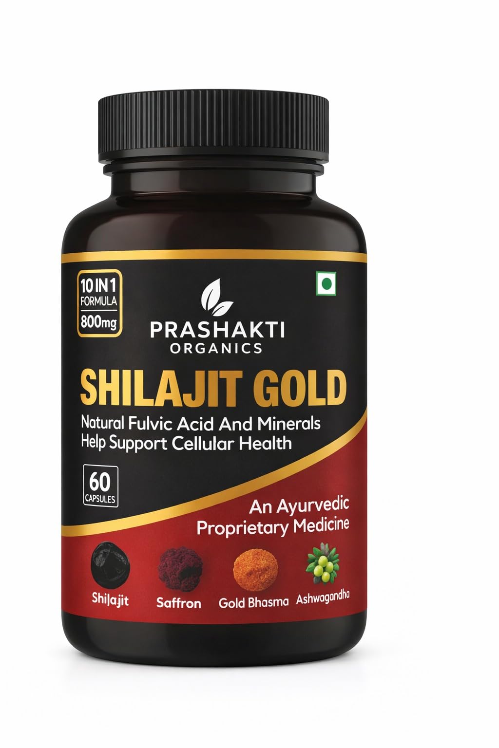 PARASHAKTI Shilajit Pure Himalayan Organic Capsules, 60 Count