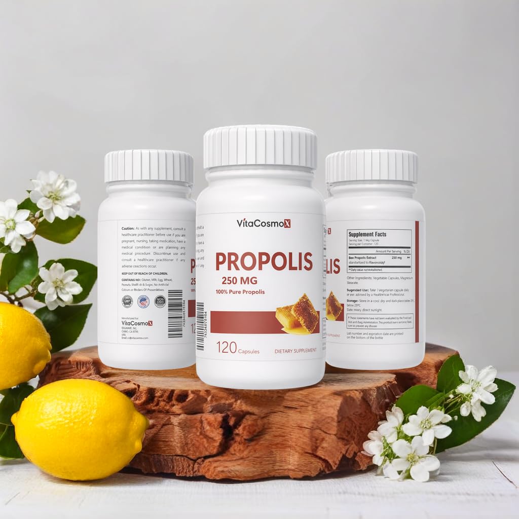 VitaCosmoX Bee Propolis Capsules 250mg, 120 Count