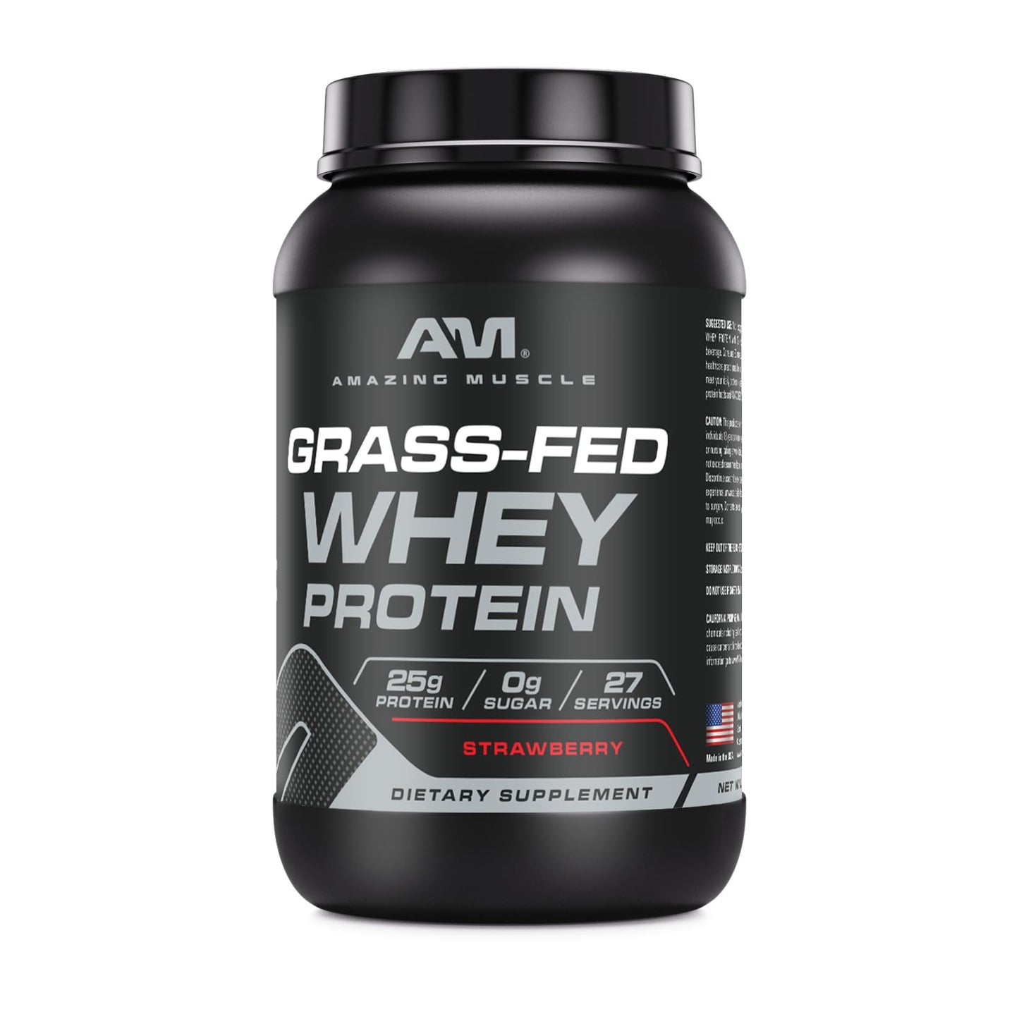 Amazing Muscle Grass-Fed Whey Protein Powder Supplement, 32 Servings, 2 Lb, Non-GMO, Glute-Free, Made in USA