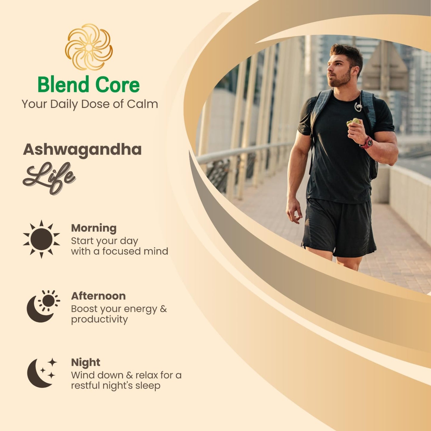Blend Core Ashwagandha with Black Pepper Capsules, 60 Count