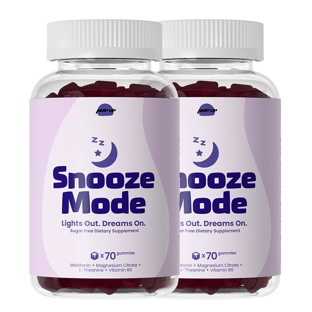 AmpUp Sleep Melatonin Sugar Free Gummies 5mg Melatonin with Magnesium, L-Theanine & Vitamin B6, Nighttime Sleep Support, Vegetarian, Natural Grape Flavor, 140 Gummies