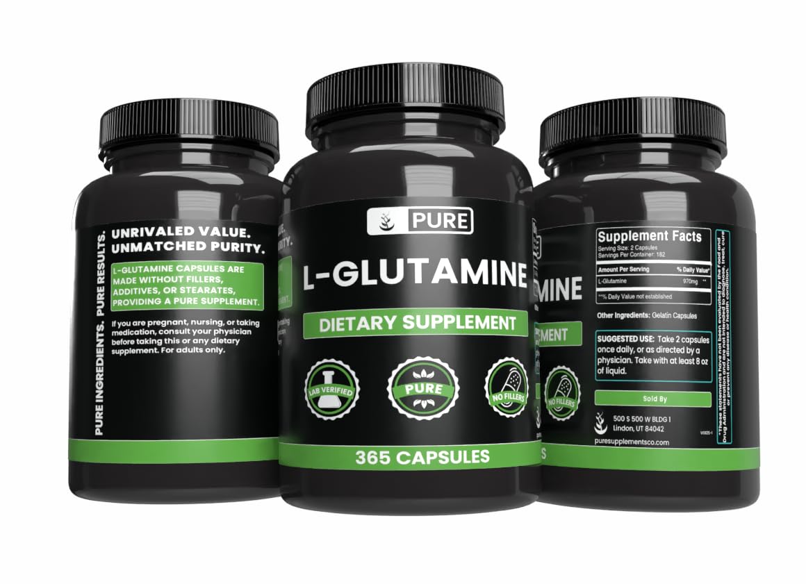 PURE ORIGINAL INGREDIENTS L-Glutamine Capsules 365 Count