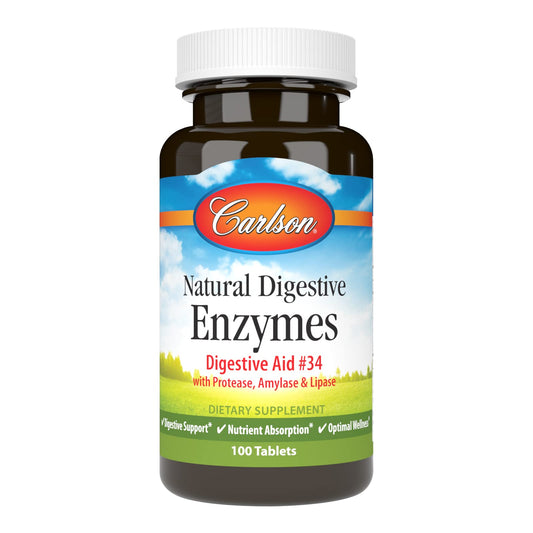 Carlson Natural Digestive Enzymes #34 with Protease, Amylase & Lipase Tablet, 100 Tablets