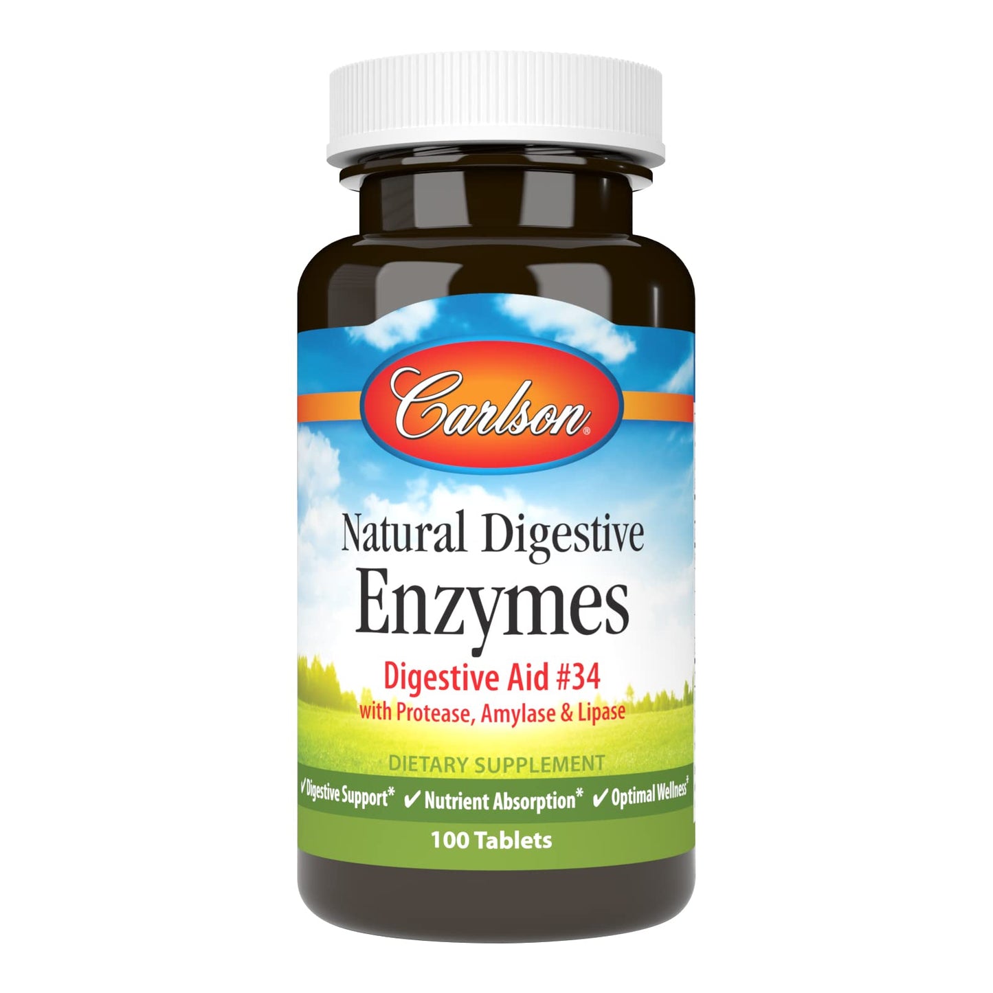 Carlson Natural Digestive Enzymes Digestive Aid #34 with Protease, Amylase & Lipase Tablet 100 Tablets
